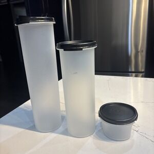 Tupperware Modular Mates Round Containers Set of 3 Sizes Black Seals